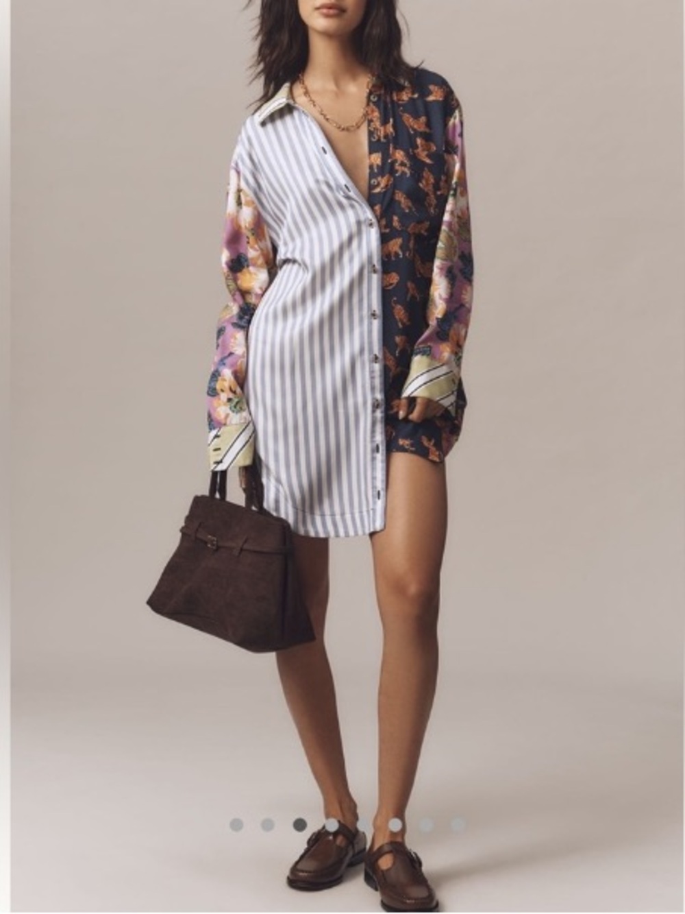 Anthropologie Maeve The Soren Long Sleeve Shirtdress-Mixed Print- Size XL - Picture 3 of 10